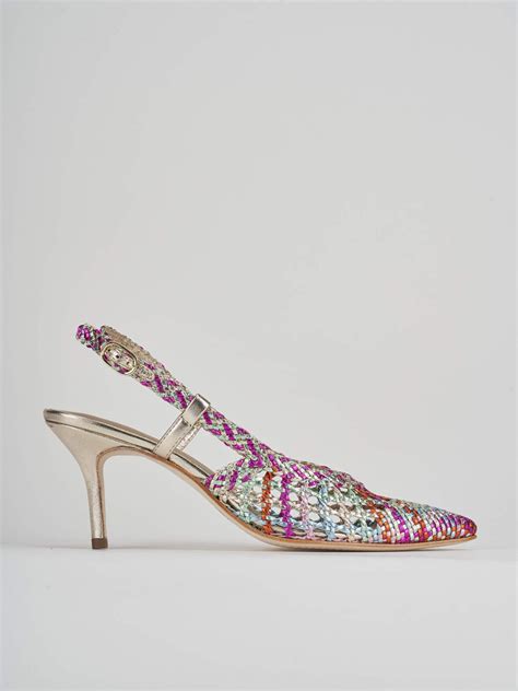 Slingback tacco medio in rete tecnica multicolor 